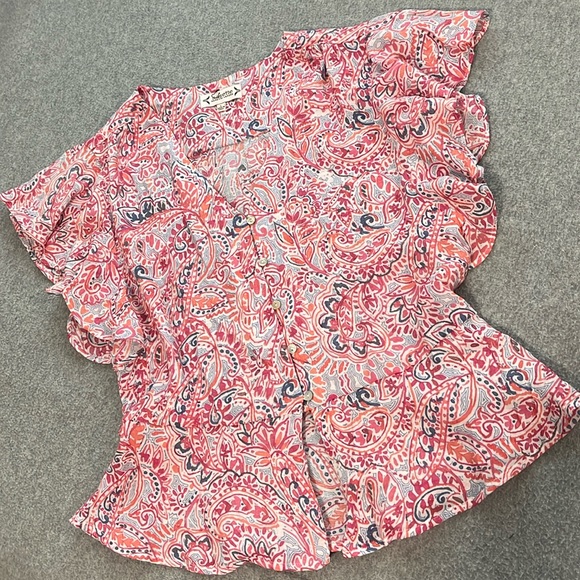 Nanette Lapore Fairy Whimsical Top Shirt Large Flutter Peplum Coastal Summer - Picture 1 of 11